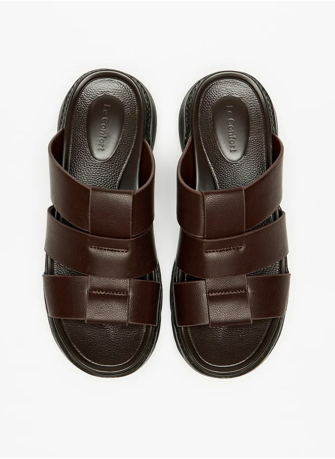 لو كونفورت Men's Solid Slip-On Sandals