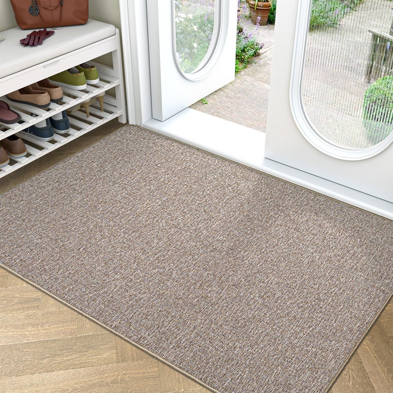 LUMI Ultra Thin Door Mat for Entryway Low Profile Non Slip Rubber Backing Indoor Doormat Easy Clean Welcome Entrance Mat for Inside House PatioBeige 32x47