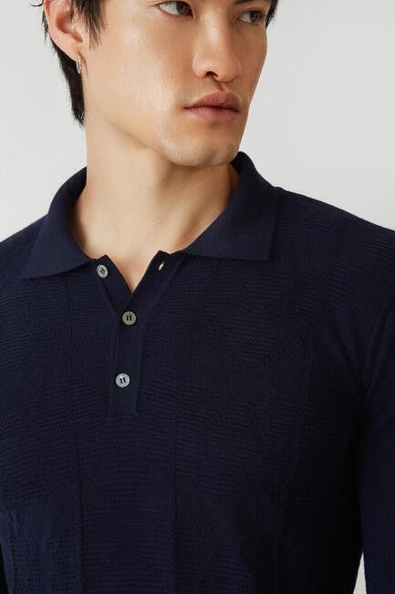 Bisse Men's Polo Neck Buttoned Knitwear BLACK TR21K21202_D39  - Image 4