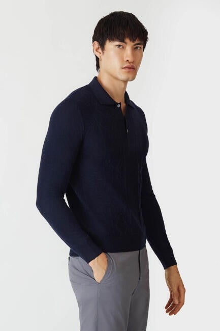 Bisse Men's Polo Neck Buttoned Knitwear BLACK TR21K21202_D39  - Image 5