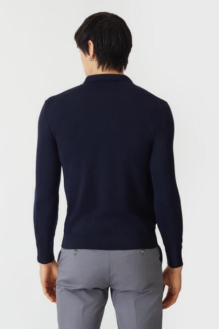Bisse Men's Polo Neck Buttoned Knitwear BLACK TR21K21202_D39  - Image 2