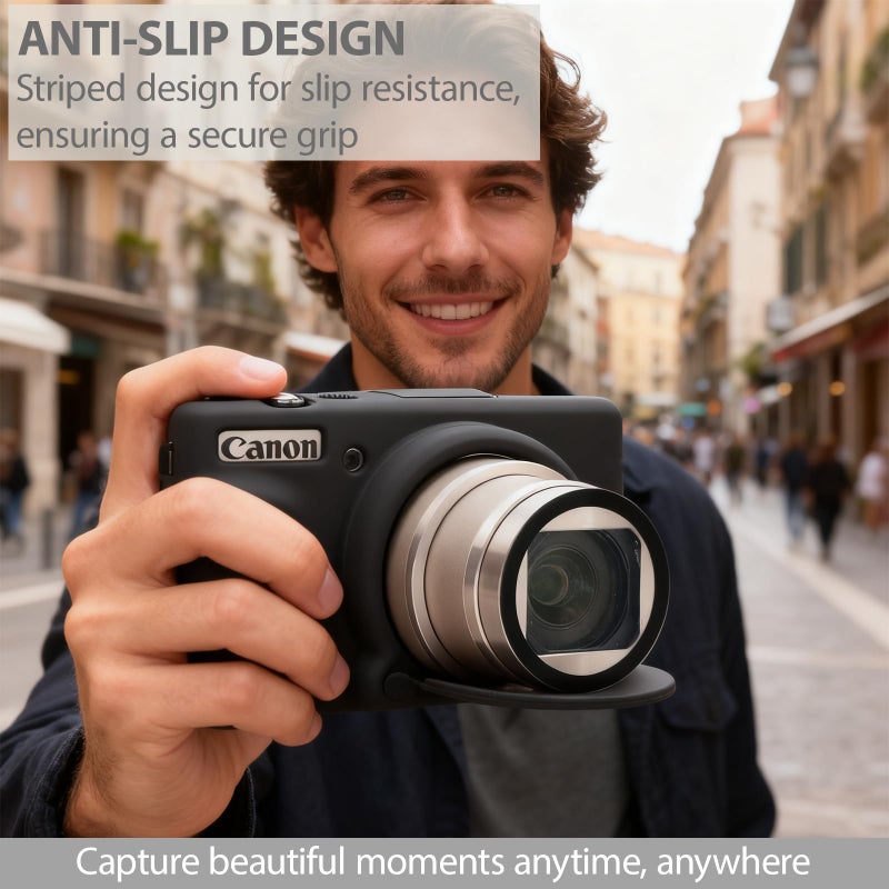 Frevyve Case for Canon PowerShot SX740 HS, SX730 HS Camera, Soft Silicone Protective Case, Slim Fit Sleeve with Removable Lens Cover and Screen Protector Accessories, Anti-Scratch (Black) - Image 3