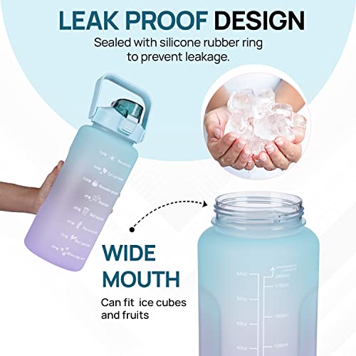 SKYTONE® Water Bottle For Office, Gym, Travel, Sports Leakproof 2 Liter Bottle With BPA-Free Plastic Included Silicone Pipe (Purple) (Green) - Image 4