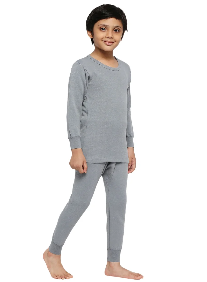 Byc DARK GREY BYC Boy's Full-Body 100% Combed Cotton Skin Friendly Soft Winter Thermal Underwear Set (Top And Bottom) Dark Grey for Men | Best Price UAE