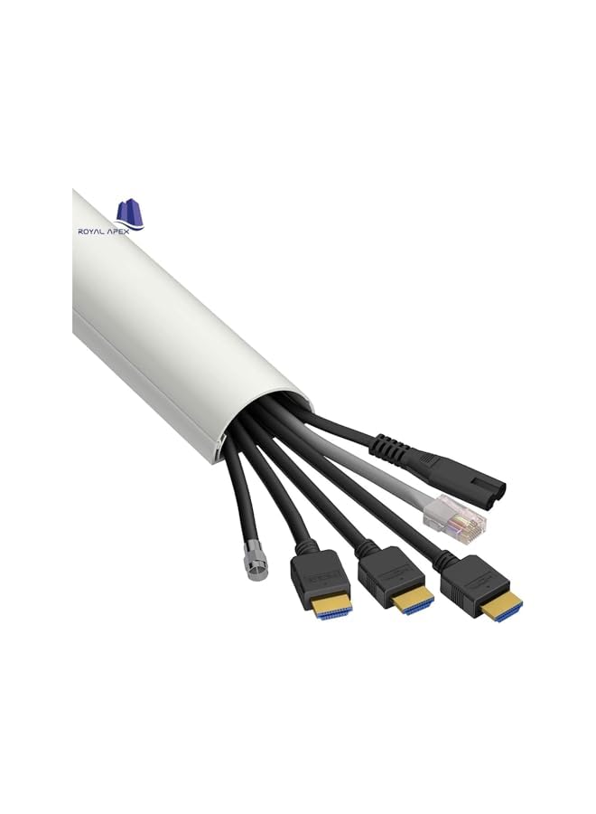 PROMASS promass 1 Meter White Floor PVC Trunking With Self Adhesive Red Sticker Wall Cord Cover Cable Concealer On-Wall Wire Cover Paintable Cable Management - Pack of 2 (10x35MM, White)  - Image 4