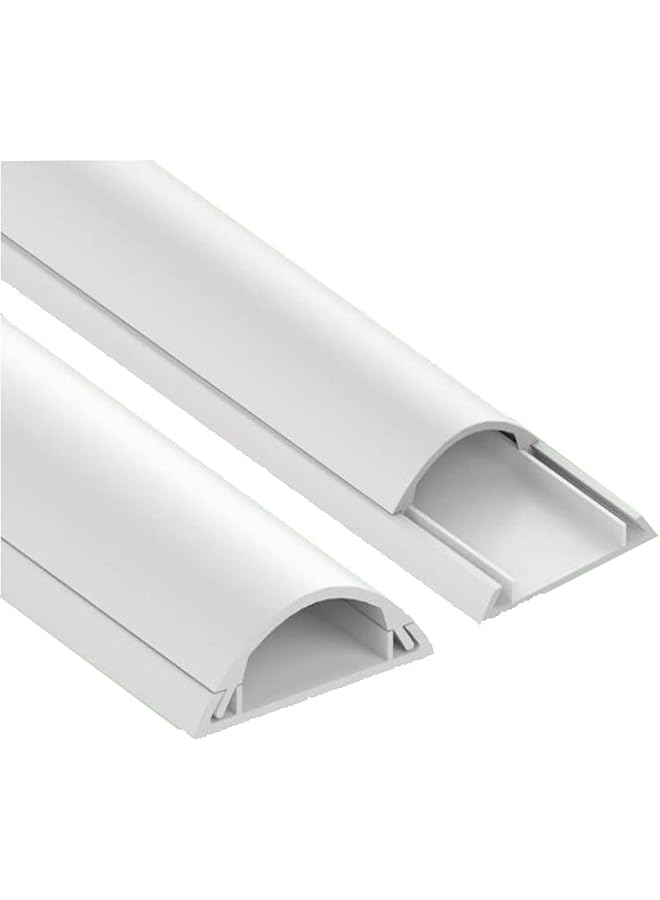 PROMASS promass 1 Meter White Floor PVC Trunking With Self Adhesive Red Sticker Wall Cord Cover Cable Concealer On-Wall Wire Cover Paintable Cable Management - Pack of 2 (10x35MM, White)  - Image 1