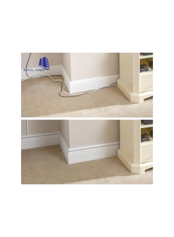 PROMASS promass 1 Meter White Floor PVC Trunking With Self Adhesive Red Sticker Wall Cord Cover Cable Concealer On-Wall Wire Cover Paintable Cable Management - Pack of 2 (10x35MM, White)  - Image 3
