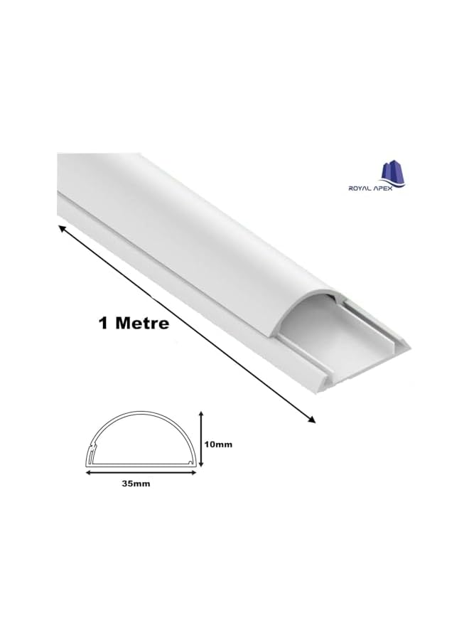 PROMASS promass 1 Meter White Floor PVC Trunking With Self Adhesive Red Sticker Wall Cord Cover Cable Concealer On-Wall Wire Cover Paintable Cable Management - Pack of 2 (10x35MM, White)  - Image 2