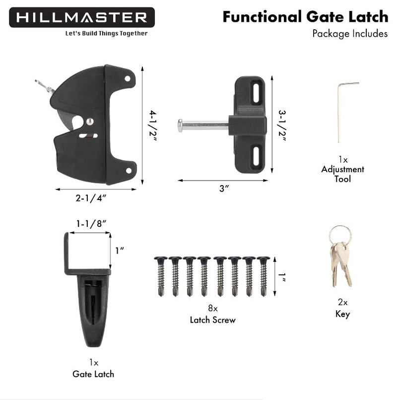 HILLMASTER Key Lockable 2 Sided Gate Latch Key,Self Locking Gate Latch Gate Fence Lock for Outdoor Gates,Locking Gate Door Lock Fence Latch Gate Hardware for Metal,Wood,Vinyl Fence,Black Finish - Image 4