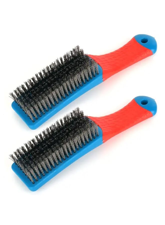 2 Pack Wire Brushes For Cleaning Robust Stainless Steel Scrubber With Rubber Grip Model BXGSZ 001 - Image 1