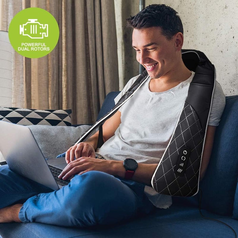 BODYHEALT Shiatsu Neck Back Massager with Heat Electric Massage Machine for Stress Tension Headache and Muscle Pain Relief Personal Body Massaging Device for Home and Office for Men Women - Image 3