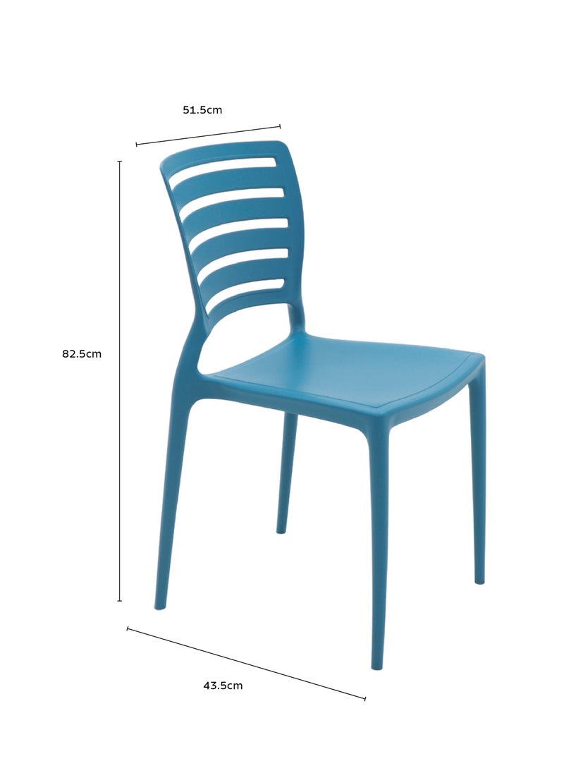 TRAMONTINA Since 1911,Made in Brazil-  Sofia Blue Polypropylene and Fiberglass Horizontal Slat Chair  - Image 3