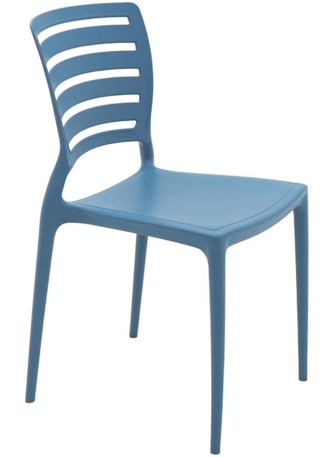 TRAMONTINA Since 1911,Made in Brazil-  Sofia Blue Polypropylene and Fiberglass Horizontal Slat Chair  - Image 1