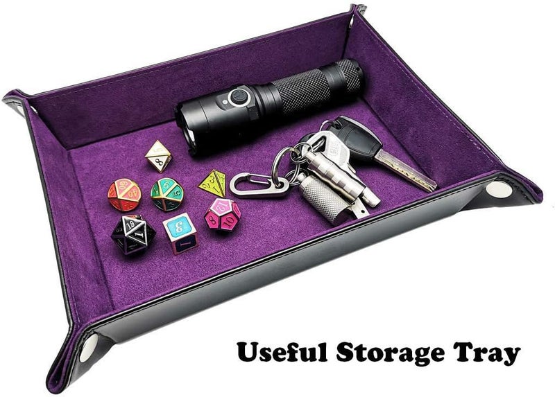 ONWON Dice Holder and Tray - Double Sided PU Leather and Velvet Folding Tray for Dice Gaming and Other Table Games (Purple) - Image 5