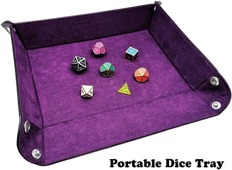 ONWON Dice Holder and Tray - Double Sided PU Leather and Velvet Folding Tray for Dice Gaming and Other Table Games (Purple) - Image 4
