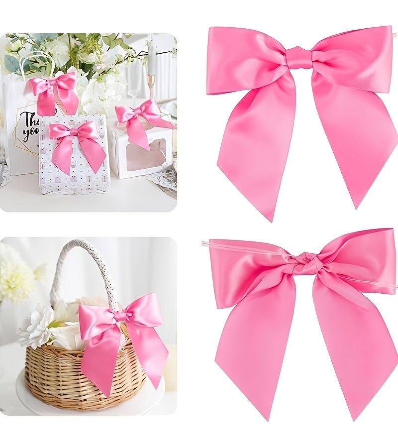 2pcs 5.5 Inch Satin Bows Blue Dusty Premade Twist Ties for Gift Wrapping Treat Bags Invitations Baskets Wreaths Crafts Wedding Birthday - Image 3
