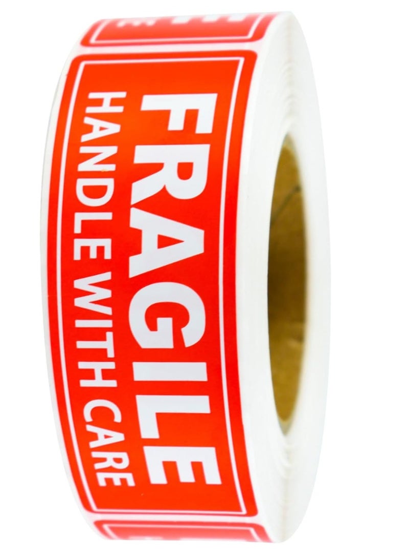 Rubik 300pcs Fragile Handle with Care Warning Labels Roll, 3x1 inch Self-Adhesive Stickers (Red/White) - Image 3
