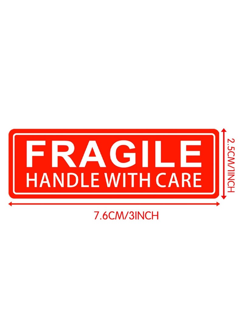 Rubik 300pcs Fragile Handle with Care Warning Labels Roll, 3x1 inch Self-Adhesive Stickers (Red/White) - Image 2
