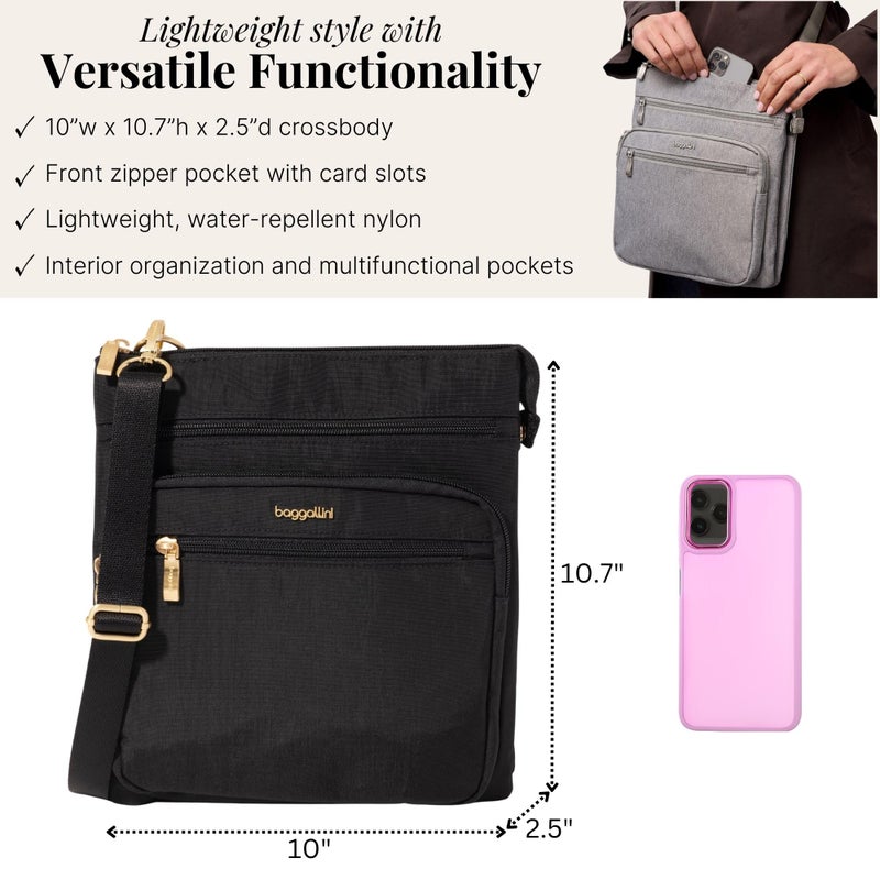 Baggallini Out and About Crossbody Bag for Women - 10"x10.7" Lightweight Travel Handbag w/RFID Card Slots - Image 2