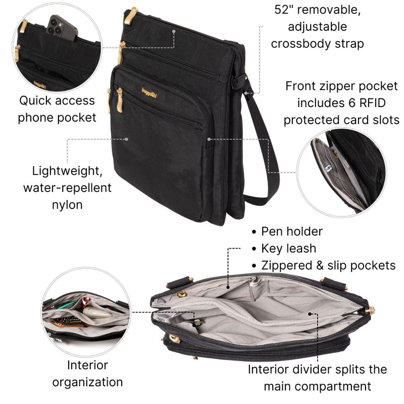 Baggallini Out and About Crossbody Bag for Women - 10"x10.7" Lightweight Travel Handbag w/RFID Card Slots - Image 4