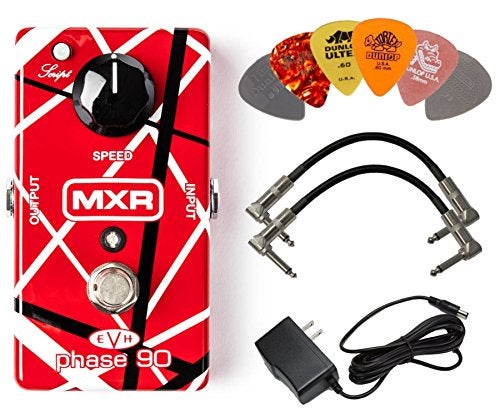 MXR EVH90 Phase 90 Effects Pedal Bundle w/2 Patch Cables, 9V Power Supply, and 6 Assorted Dunlop Picks - Image 1