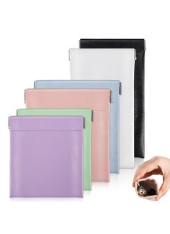 WSICSE 6 Pcs Lambskin Pocket Cosmetic Bag Squeeze Top 3 Size Portable No Zipper Selfclosing Pouches For Purse Mini Bag Purse Small Makeup Pouch For Purse Cosmetics Headphones Jewelry  - Image 1