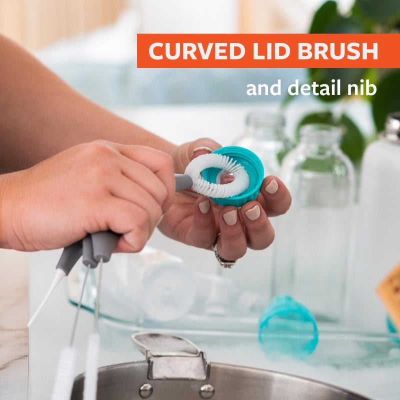 Full Circle Little Sipper, Bottle and Straw Cleaning Brush Set, Sizes for Both Narrow & Wide Straws, Gray - Image 4