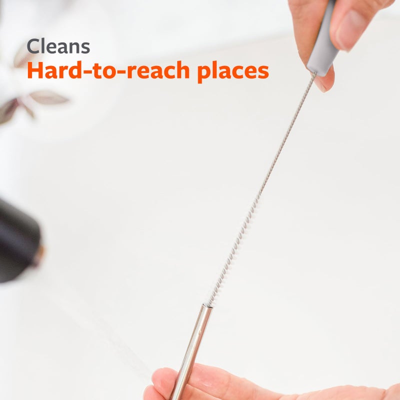 Full Circle Little Sipper, Bottle and Straw Cleaning Brush Set, Sizes for Both Narrow & Wide Straws, Gray - Image 5