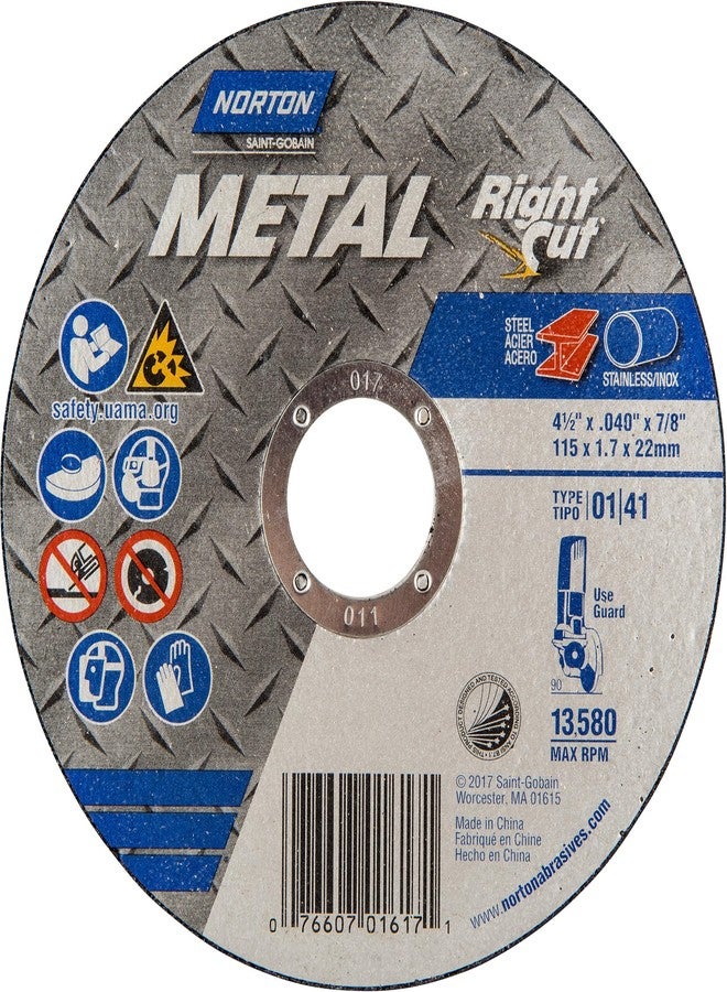 Norton - Norton Cutoff Blade - 4.5in.dia, 13,580 RPM, Model# 076607-01617-1 - Image 2