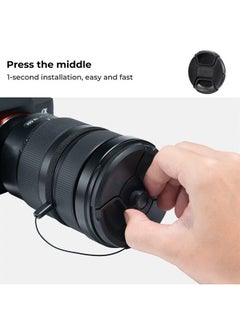 K&F Concept 62mm Lens Cap Cover, 4-in-1 Center Pinch Lens Cover + Anti-Loss Keeper Leash + Microfiber Cleaning Cloth Kits Compatible with Nikon, Canon, Sony, Fujifilm Camera Lenses  - Image 1