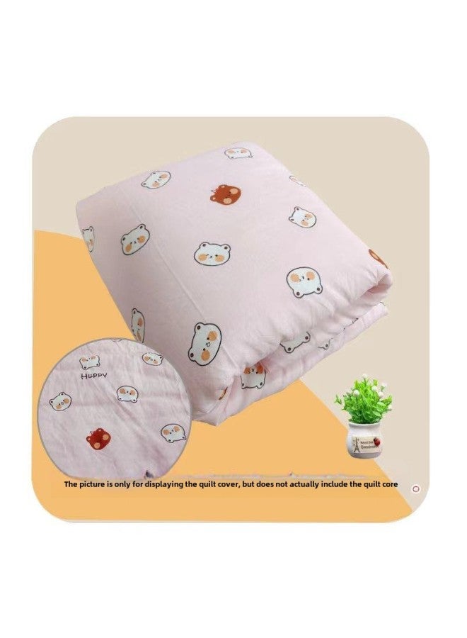 # غطاء لحاف للأطفال الرضع، غطاء لحاف من القطن برسوم كرتونية للأطفال حديثي الولادة، غطاء لحاف للأطفال، بطانة من القطن - اللون: دب وردي (غطاء لحاف من القطن الغائم) - المواصفات: 90 × 200 سم - Image 1
