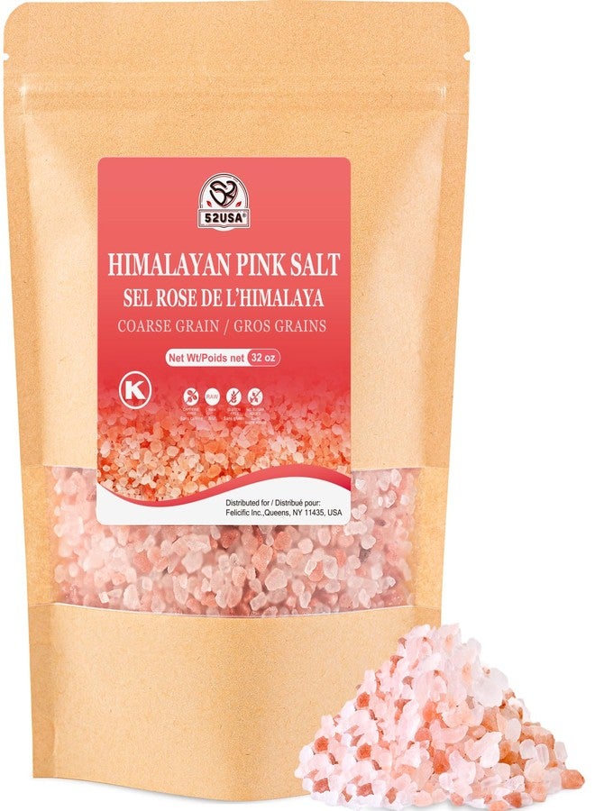 52USA Himalayan Pink Salt Coarse, Pink Himalayan Sea Salt, Coarse Grain 2 lb, Himalayan Salt, Pink Salt, Rock Salt for Grinder Refill, No Artificial Colors, No Additives, No Gluten, Kosher Certified - Image 1