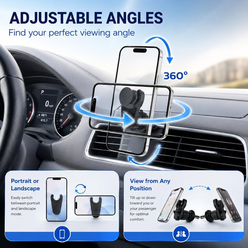 MCCHJoy 2X-Hold Magnetic Car Mount for PopSockets, Easy to Install Air Vent Mount, Adjustable and Secure, Fits All Phones All Socket Grips, Upgraded Vent Clip - Image 5