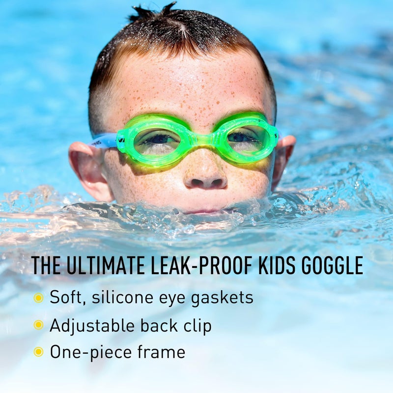 FINIS H2 Performance Swim Goggles, UV Protection, Anti-Fog Lenses, Leak-Proof Fit, Soft Silicone Gaskets, Adjustable Strap, Green/Clear, Ages 3-6 - Image 3