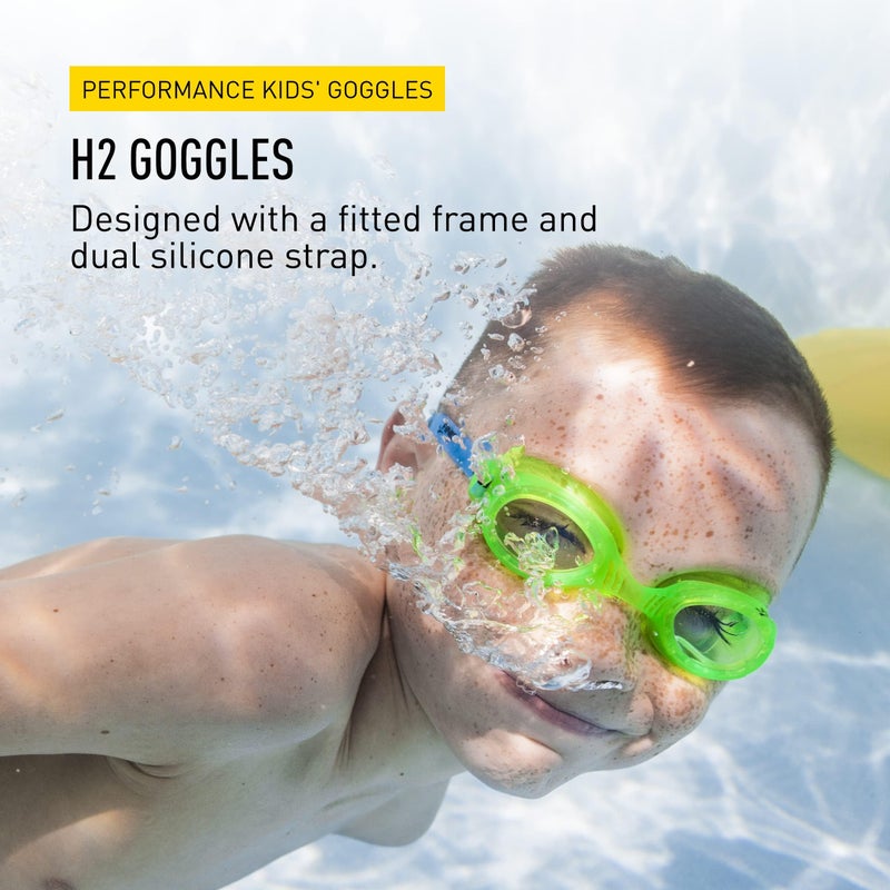 FINIS H2 Performance Swim Goggles, UV Protection, Anti-Fog Lenses, Leak-Proof Fit, Soft Silicone Gaskets, Adjustable Strap, Green/Clear, Ages 3-6 - Image 2