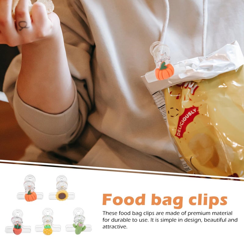 10Pcs Cute Cartoon Food Bag Clips Pineapple Carrot Sunflower Kitchen Home Organization - Image 4