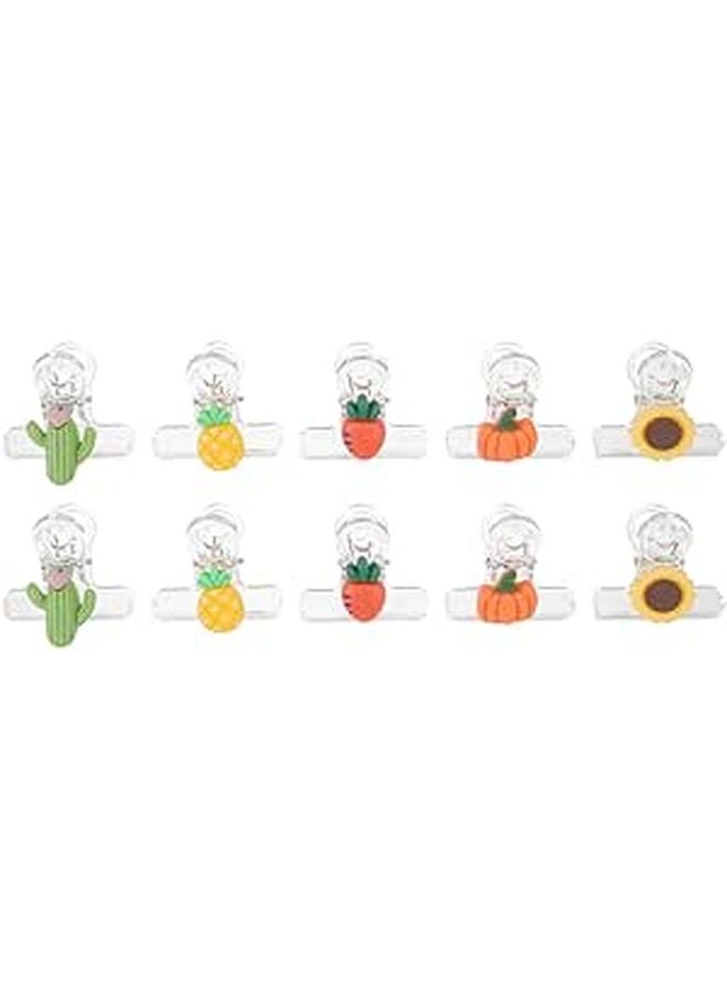 10Pcs Cute Cartoon Food Bag Clips Pineapple Carrot Sunflower Kitchen Home Organization - Image 1