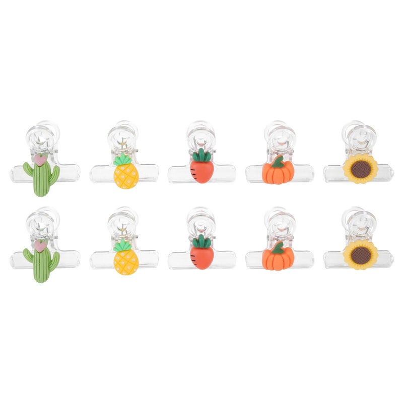 10Pcs Cute Cartoon Food Bag Clips Pineapple Carrot Sunflower Kitchen Home Organization - Image 2