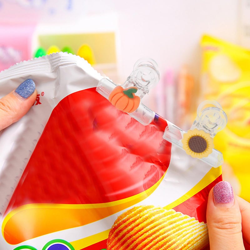 10Pcs Cute Cartoon Food Bag Clips Pineapple Carrot Sunflower Kitchen Home Organization - Image 5