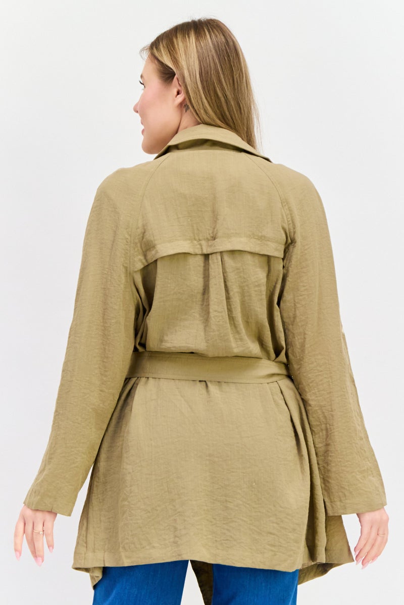 VERO MODA Women Textured Shirt Jacket, Olive Green - Image 3