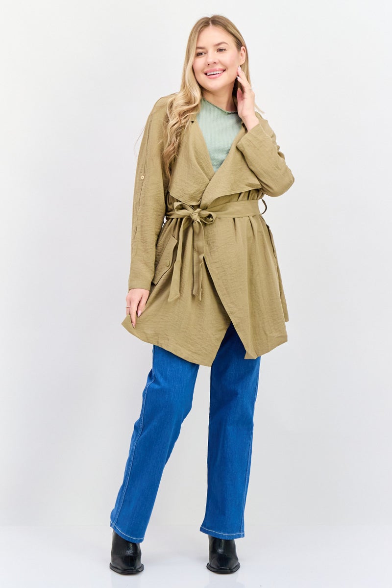VERO MODA Women Textured Shirt Jacket, Olive Green - Image 4