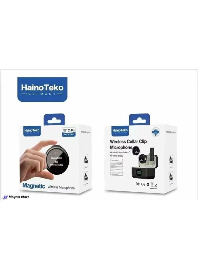 هينو تيكو ميكروفون لاسلكي مغناطيسي بمشبك، ميكروفون لافالير بتقنية 2.4 جيجاهرتز عالية الدقة، مزود بتقنية إلغاء الضوضاء المتقدمة ANC+ لتسجيل صوتي احترافي. - Image 2