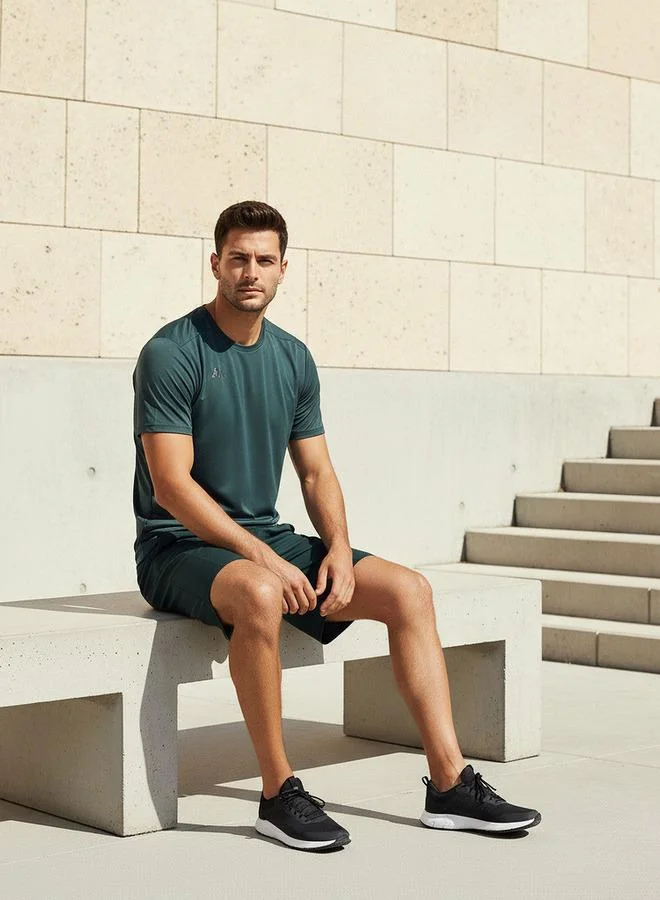 Kappa GREEN Kappa Regular Fit Shorts with Mesh Panel for Men | Best Price UAE