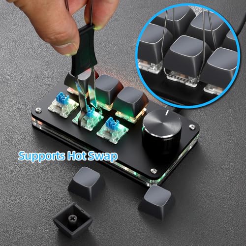 Koolertron Macro Programmable Keypad, One Handed Programmable Mechanical Keyboard, RGB Blue Switch Hot Swappable, 6 Keys 1 Knob Backlit Keypad for Working and Gaming, Black - Image 5