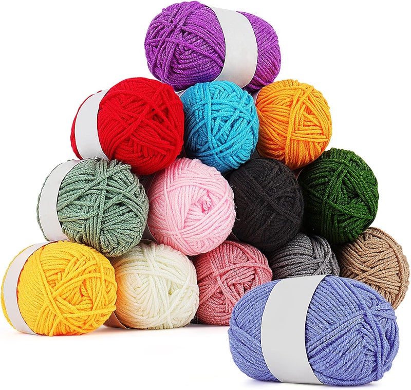 Coopay Crochet  Knitting Yarn 25g x 14 Multicolor Acrylic Yarn 1071yd 4ply Soft BeginnerProfessional Kit - Image 1