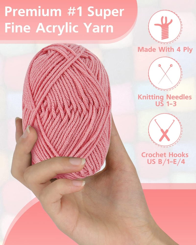 Coopay Crochet  Knitting Yarn 25g x 14 Multicolor Acrylic Yarn 1071yd 4ply Soft BeginnerProfessional Kit - Image 2