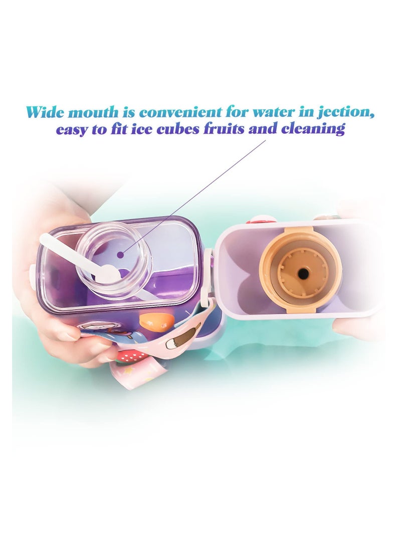 SYOSI Ice Cream Popsicle Cups, Juice Drinking Cups Lovely 3D Sticker Ice Cream Bar Water Bottles with BPA-Free Straws Adjustable Shoulder Strap for Boys Girls Adult Sports Bottles - Image 4