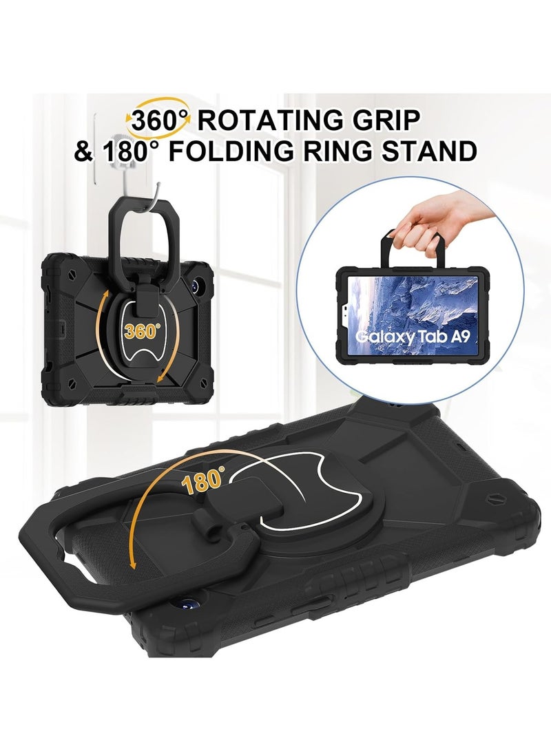 VKL Heavy Duty Protection Galaxy Tab A9 8.7inch Case Compatible with Samsung Galaxy Tab A9 8.7inch SM-X110/X115/X117 Sturdy Shockproof Cover,Protective Case W 360 Swivel Kickstand+Hand Strap+Shoulder Stra - Image 3