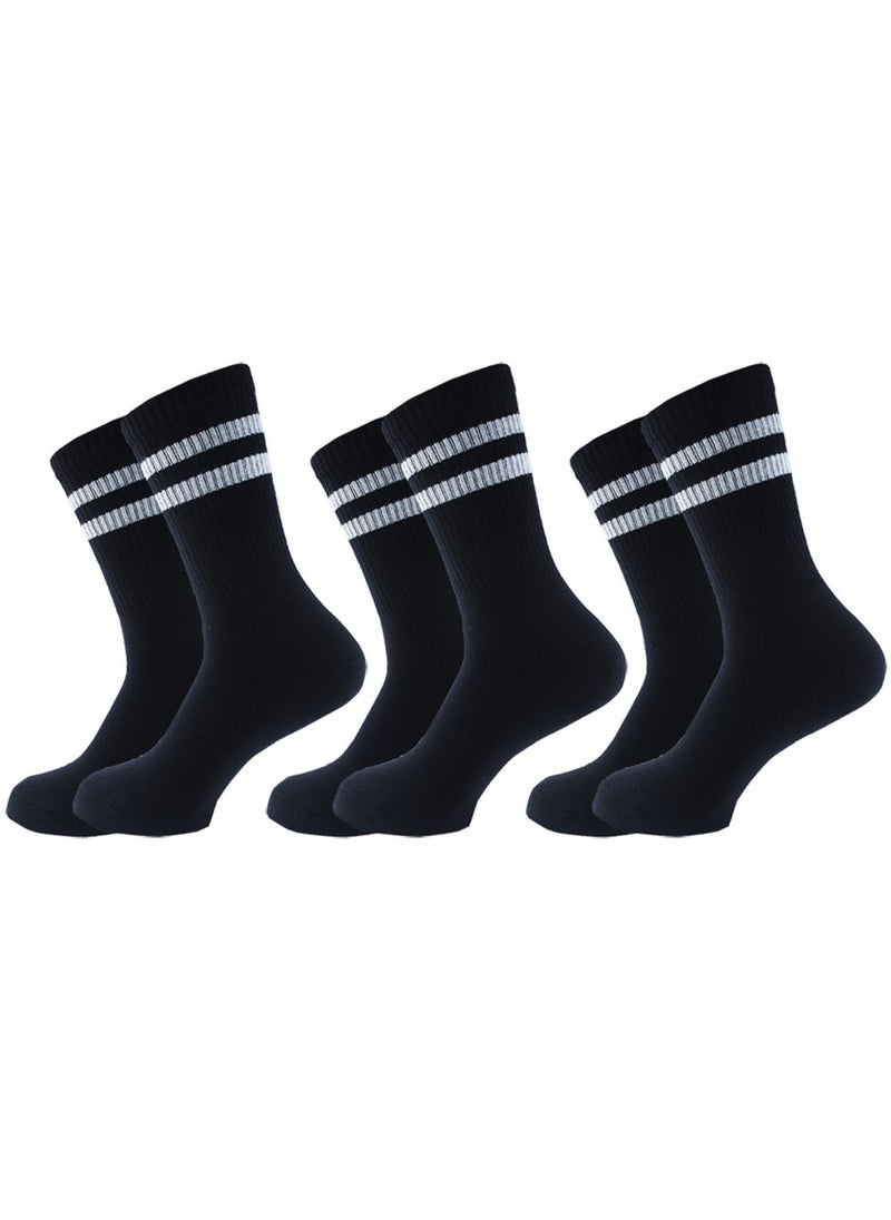 Set Of 3 Half Terry Long Socks Women Black