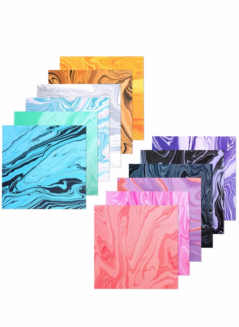 KASTWAVE 24 Sheets 6 x 6" Scrapbook Paper Marbled Scrapbook Paper Pad Single-Sided Scrapbook Paper Colorful Cardstock Paper Scrapbooking Pattern Paper Pack Cardmaking Supplies Vintage Decorative Craft Paper  - Image 2